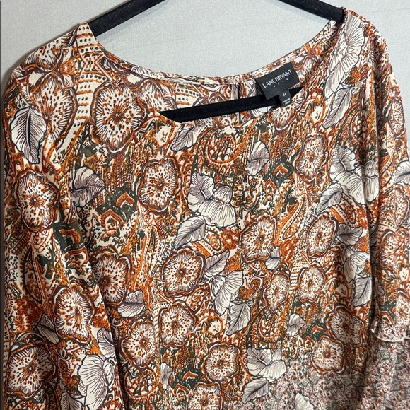 Lane Bryant Floral Boho Blouse Size 16 Plus Ruffle Sleeve Peasant Top - Picture 4 of 9